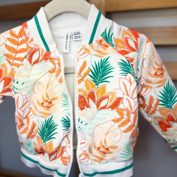 Janie and Jack Baby Bomber Jacket Tropical Print 12-18M - Picture 1 of 5